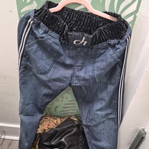 Denim Joggers with Black Elastic Waistband